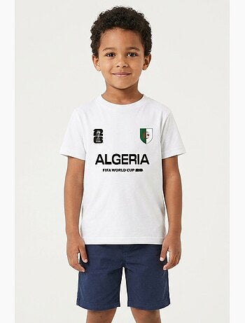 T-shirt algérie criança branco | licença oficial fifa world cup 2026