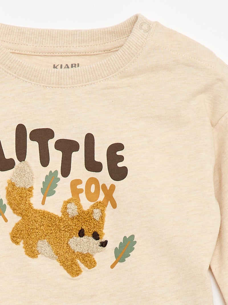 T-shirt animado malha bouclé Bege - Kiabi