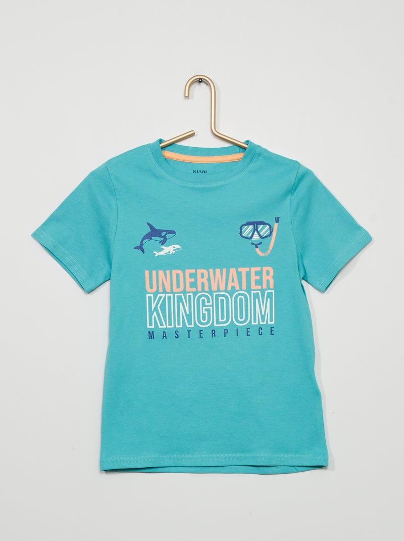 T-shirt anti raios UV com estampado Azul - Kiabi