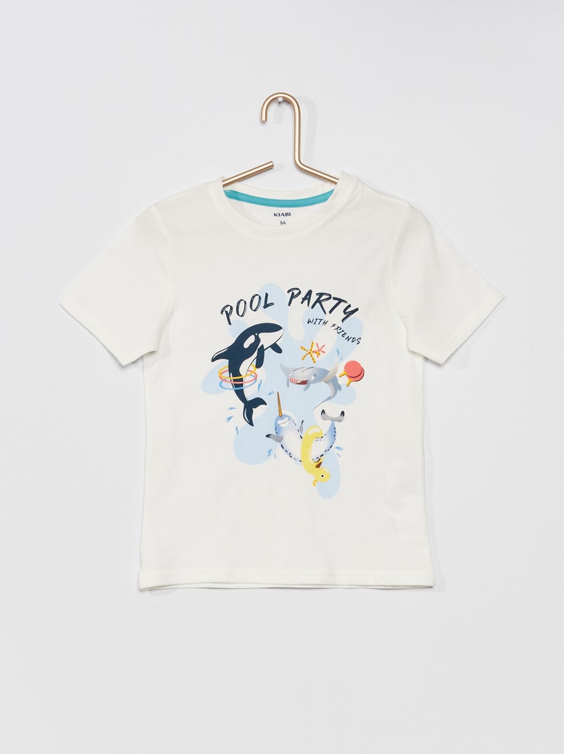 T-shirt anti raios UV com estampado Branco - Kiabi