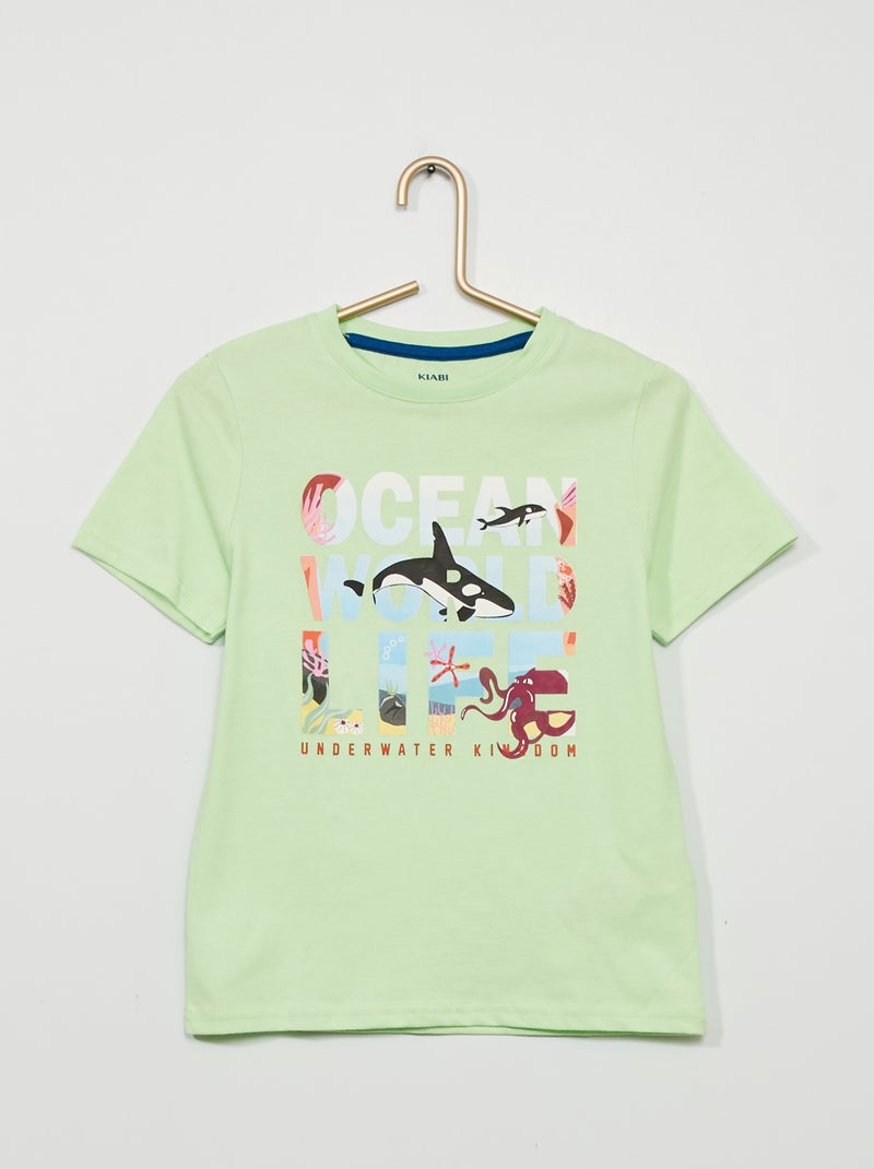 T-shirt anti raios UV com estampado Verde - Kiabi
