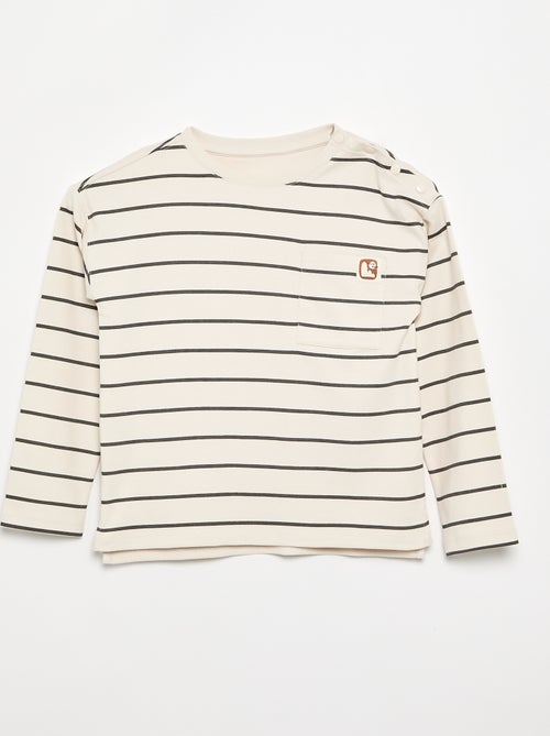 T-shirt às riscas - coleção fácil de vestir - Kiabi