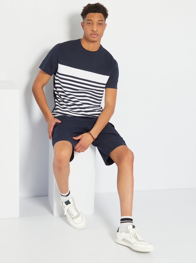 T-shirt às riscas +1m90 AZUL - Kiabi