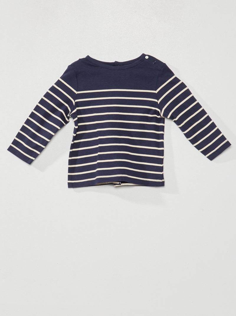 T-shirt às riscas AZUL - Kiabi