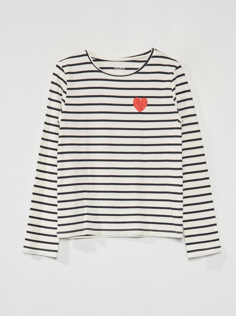 T-shirt 'às riscas' AZUL - Kiabi