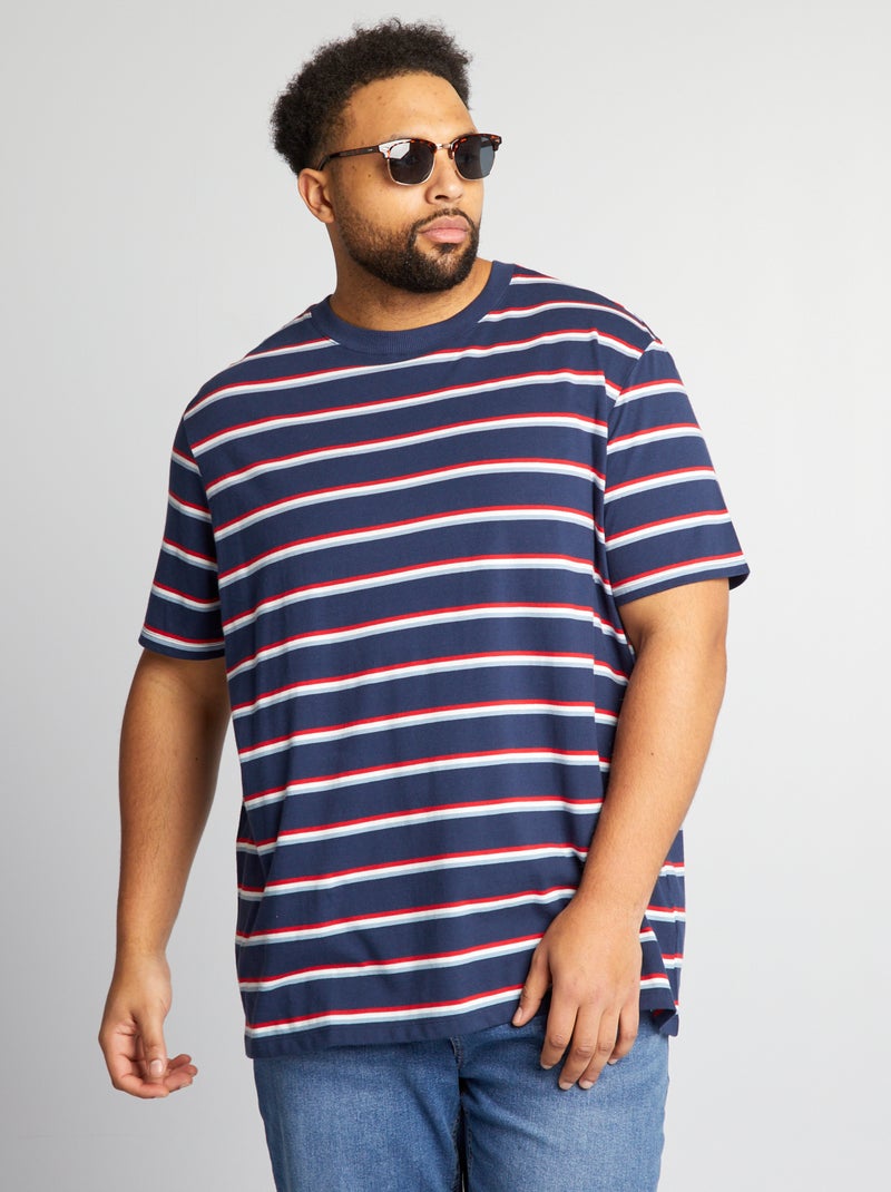 T-shirt às riscas AZUL - Kiabi
