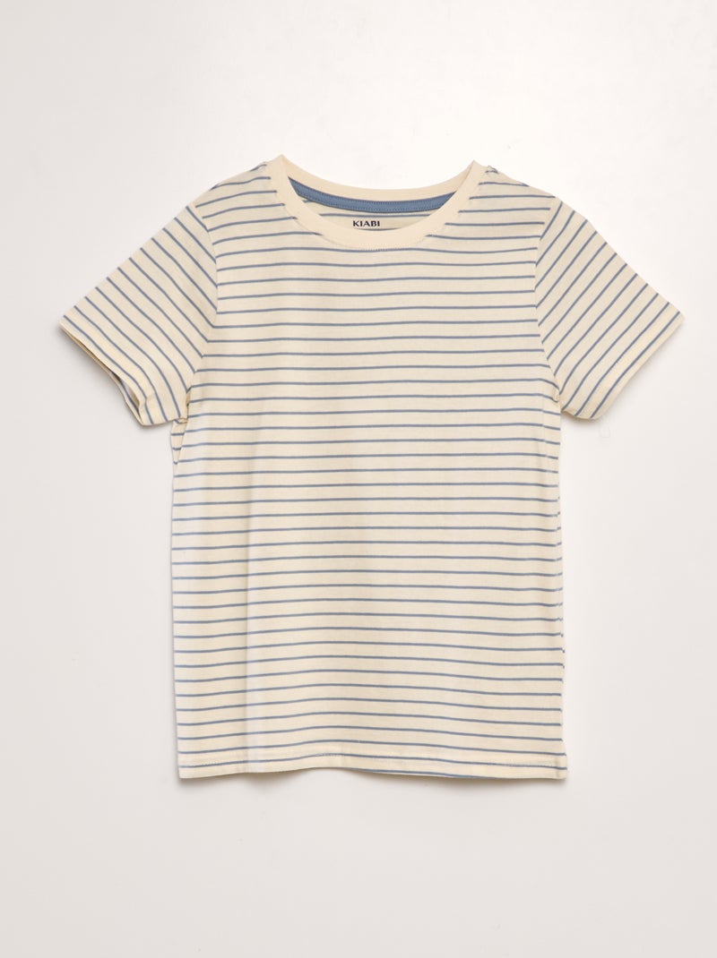 T-shirt às riscas AZUL - Kiabi