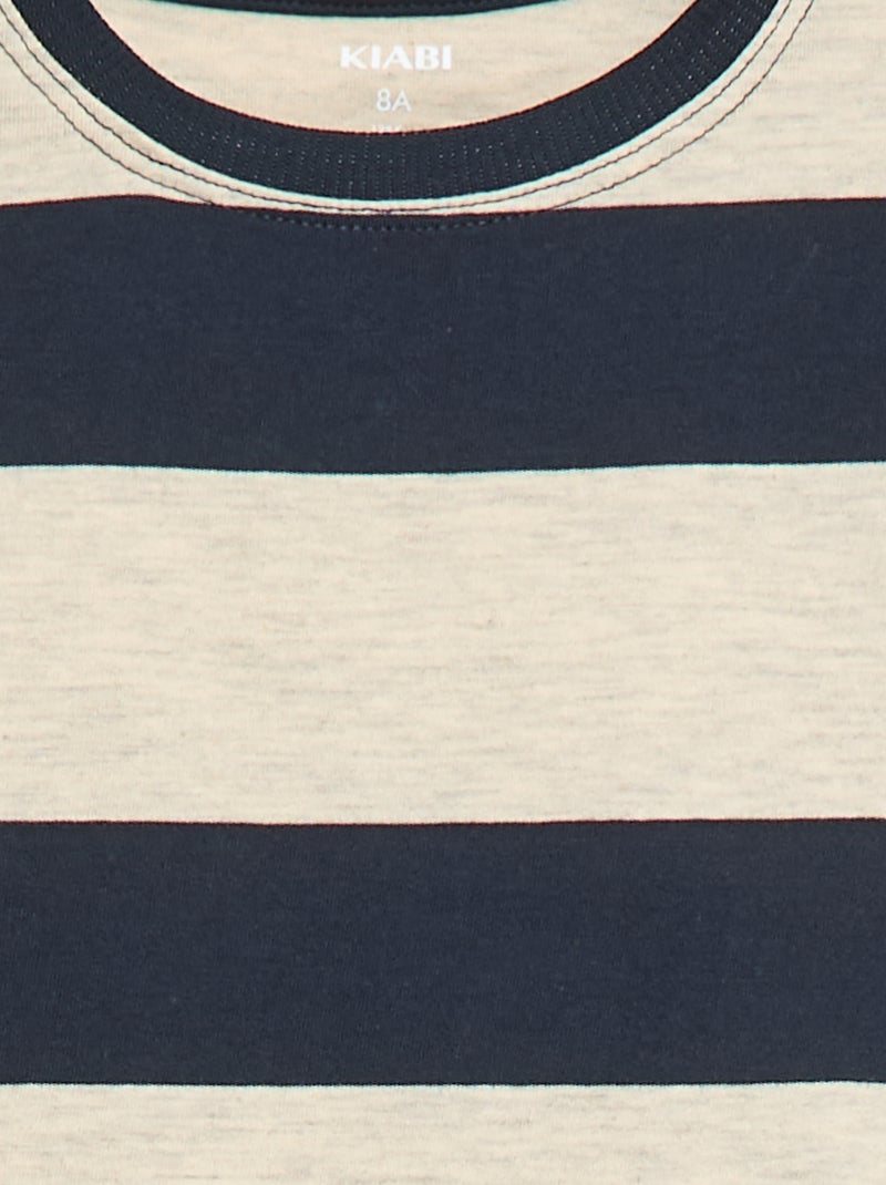 T-shirt às riscas Azul - Kiabi
