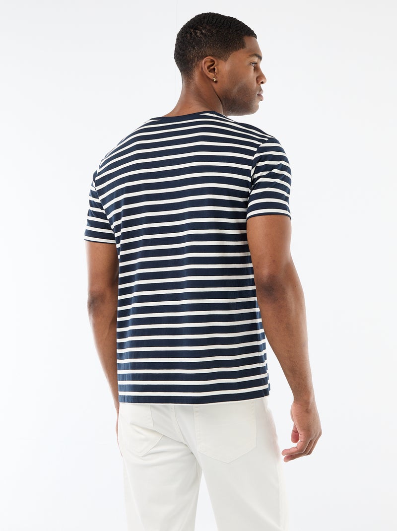 T-shirt às riscas Azul - Kiabi