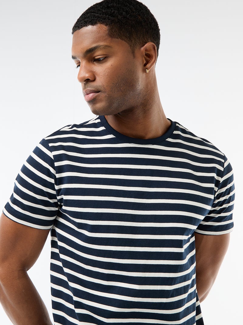 T-shirt às riscas Azul - Kiabi