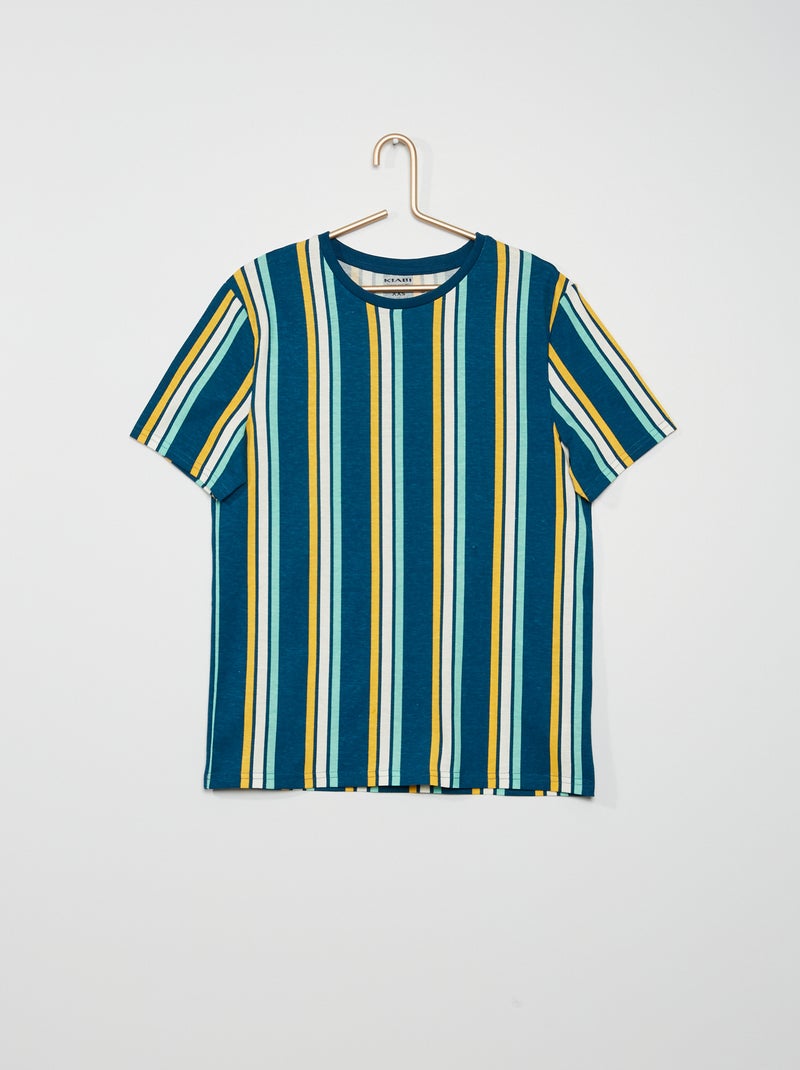 T-shirt às riscas AZUL - Kiabi