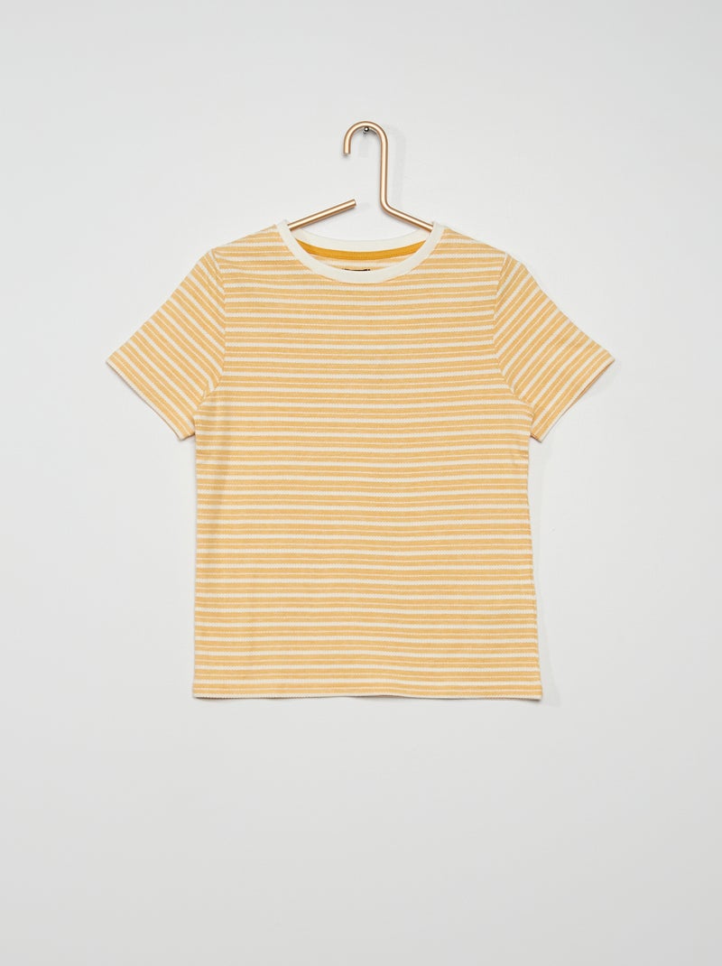 T-shirt às riscas BEGE - Kiabi