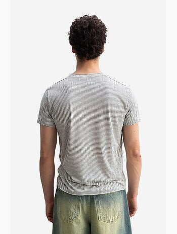 T-shirt às riscas bordada com decote redondo giesto