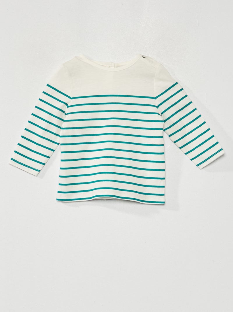 T-shirt às riscas BRANCO - Kiabi