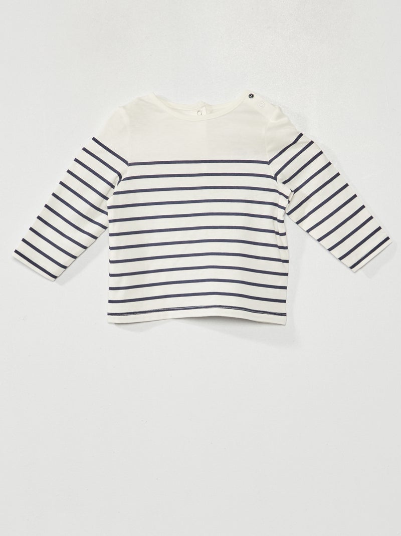 T-shirt às riscas BRANCO - Kiabi