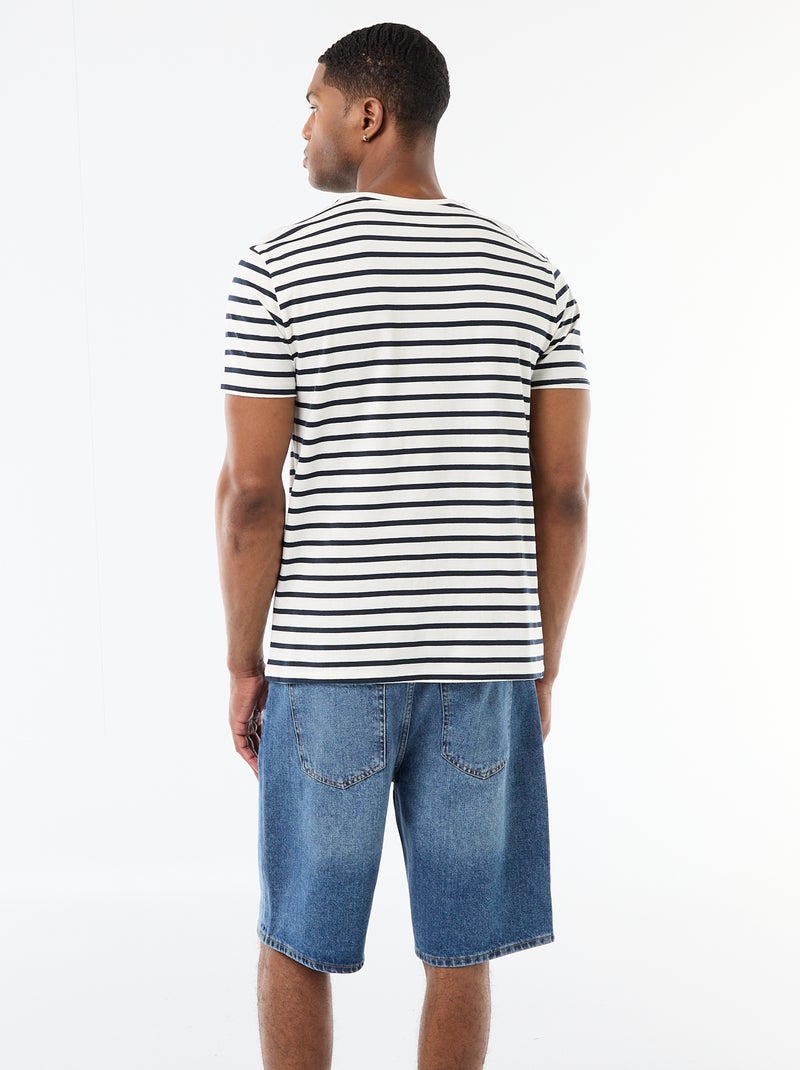 T-shirt às riscas Branco - Kiabi
