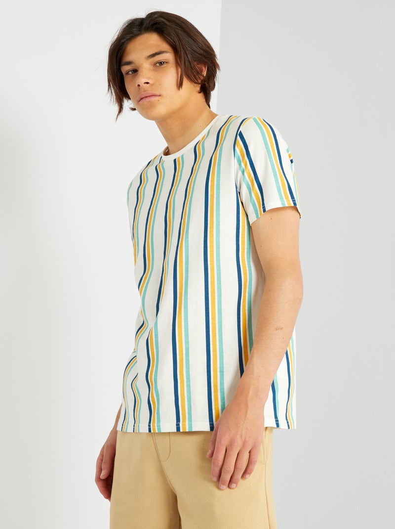 T-shirt às riscas BRANCO - Kiabi