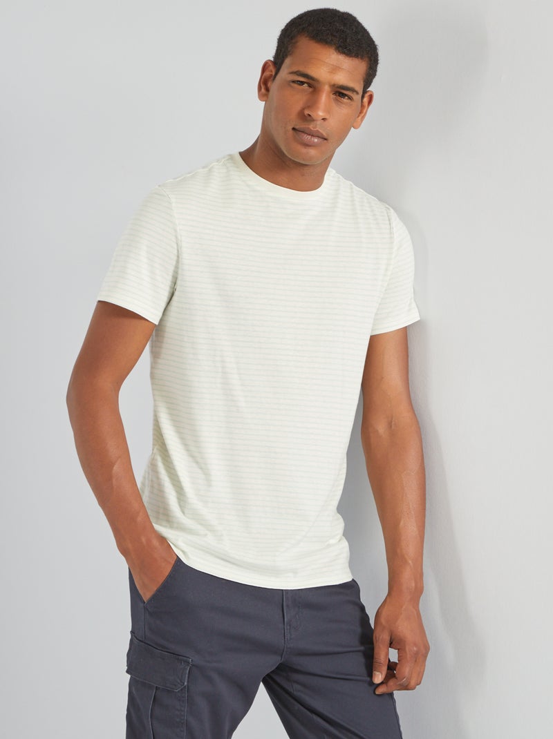 T-shirt às riscas BRANCO - Kiabi