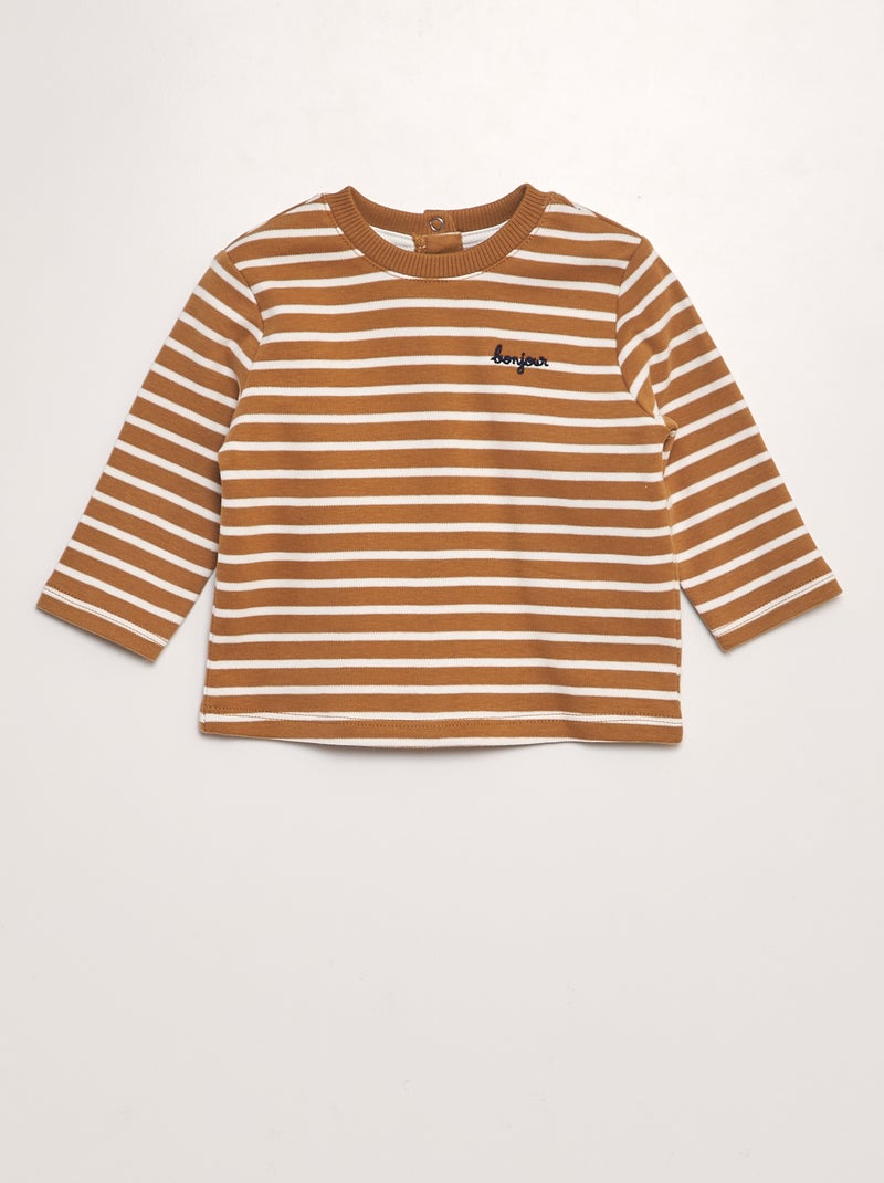 T-shirt às riscas CASTANHO - Kiabi
