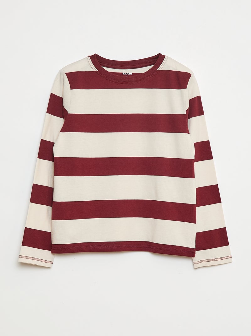 T-shirt às riscas Castanho - Kiabi