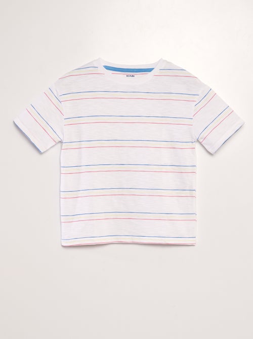 T-shirt às riscas coloridas - Kiabi