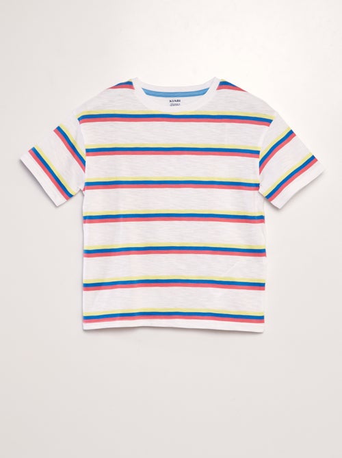 T-shirt às riscas coloridas - Kiabi
