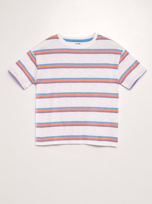 T-shirt às riscas coloridas - Kiabi