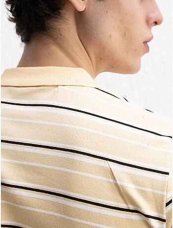 T-shirt às riscas com gola polo e botões giesto
