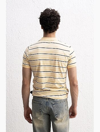 T-shirt às riscas com gola polo e botões giesto