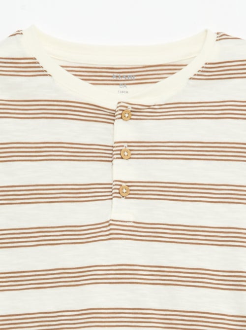 T-shirt às Riscas com Gola Tunisina - Kiabi