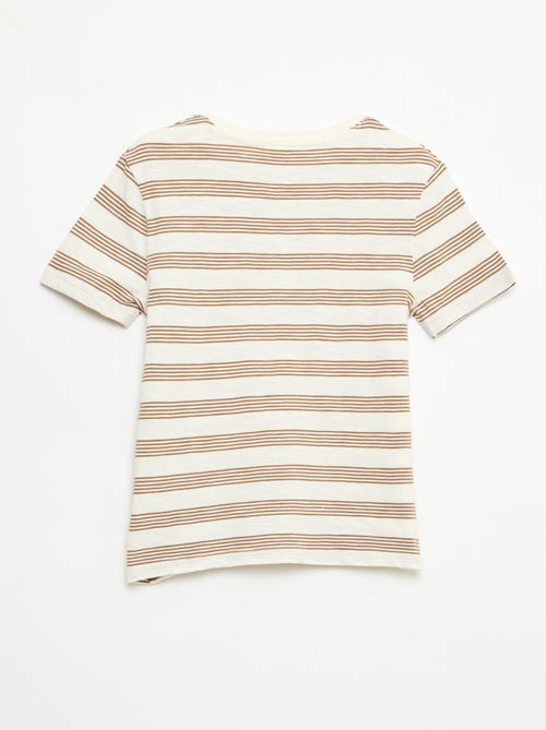 T-shirt às Riscas com Gola Tunisina - Kiabi