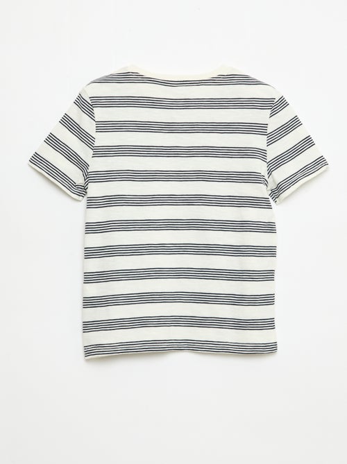 T-shirt às Riscas com Gola Tunisina - Kiabi