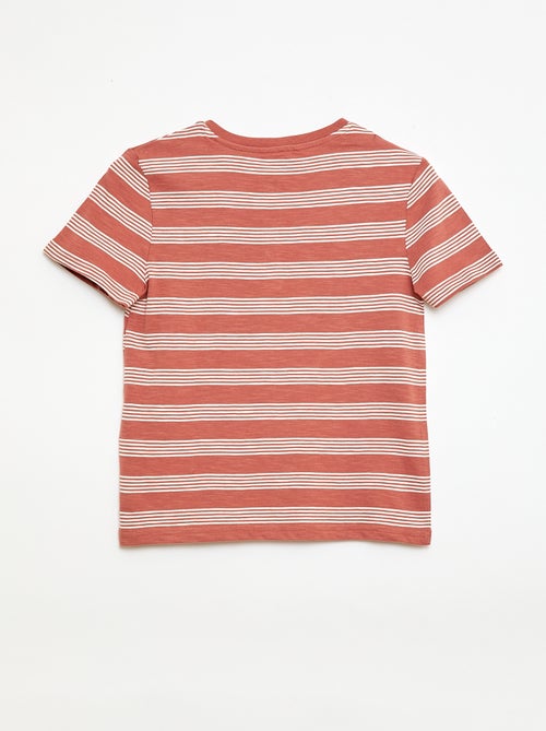 T-shirt às Riscas com Gola Tunisina - Kiabi