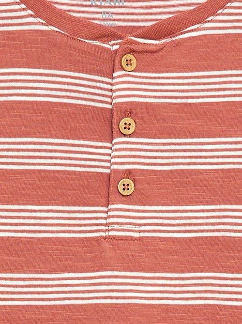 T-shirt às Riscas com Gola Tunisina - Kiabi