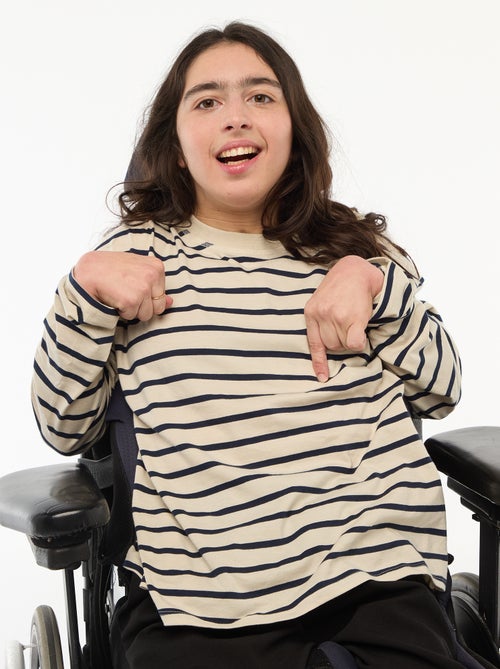 T-shirt às riscas com ombro com velcro - Fácil de Vestir - Kiabi T-shirt às riscas com ombro com velcro - Fácil de Vestir - Kiabi