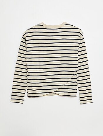 T-shirt às riscas com ombro com velcro - So Easy