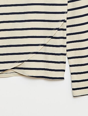 T-shirt às riscas com ombro com velcro - So Easy