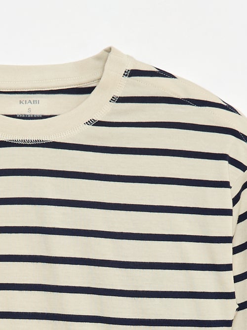 T-shirt às riscas com ombro com velcro - So Easy - Kiabi