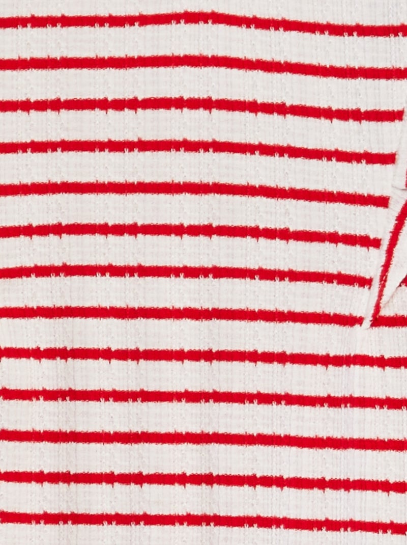 T-shirt às riscas com pormenores com folhos VERMELHO - Kiabi