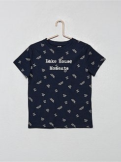 T-shirt às riscas de algodão biológico - Kiabi