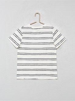 T-shirt às riscas de algodão biológico - Kiabi