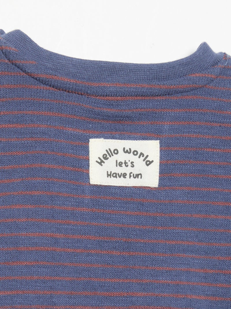 T-shirt às riscas de manga comprida Azul - Kiabi