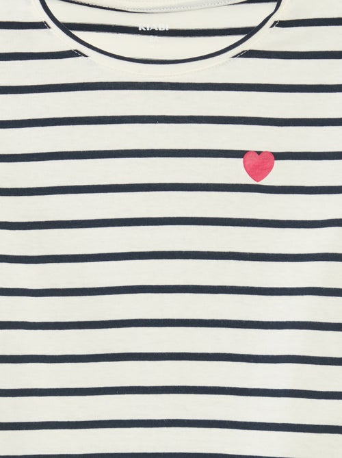 T-shirt às riscas de manga comprida e gola redonda - Kiabi