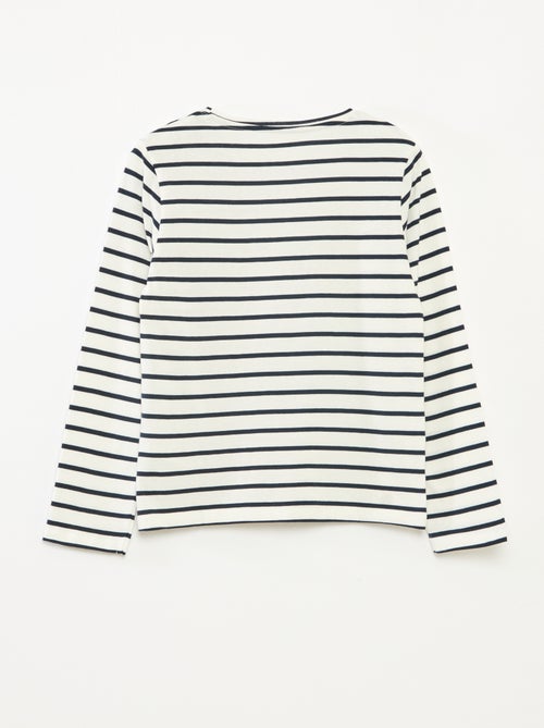 T-shirt às riscas de manga comprida e gola redonda - Kiabi