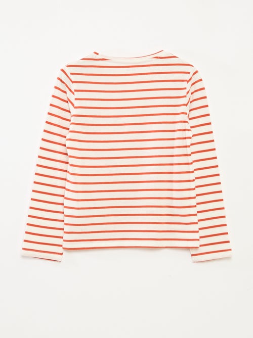 T-shirt às riscas de manga comprida e gola redonda - Kiabi