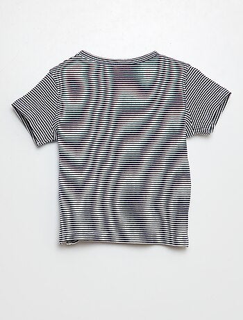 T-shirt às riscas de manga curta