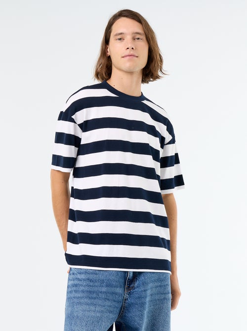 T-shirt às riscas de manga curta - Kiabi