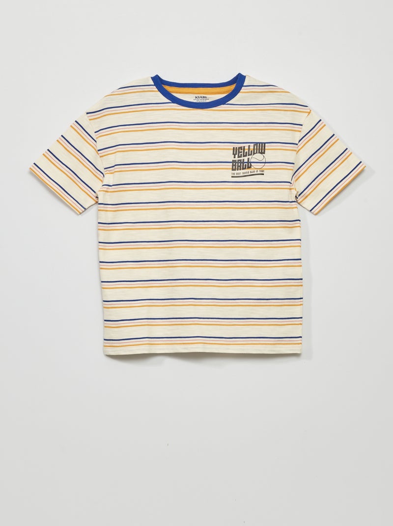 T-shirt às riscas de manga curta BRANCO - Kiabi