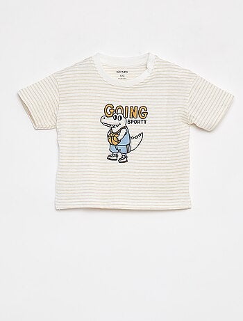 T-shirt às riscas de manga curta