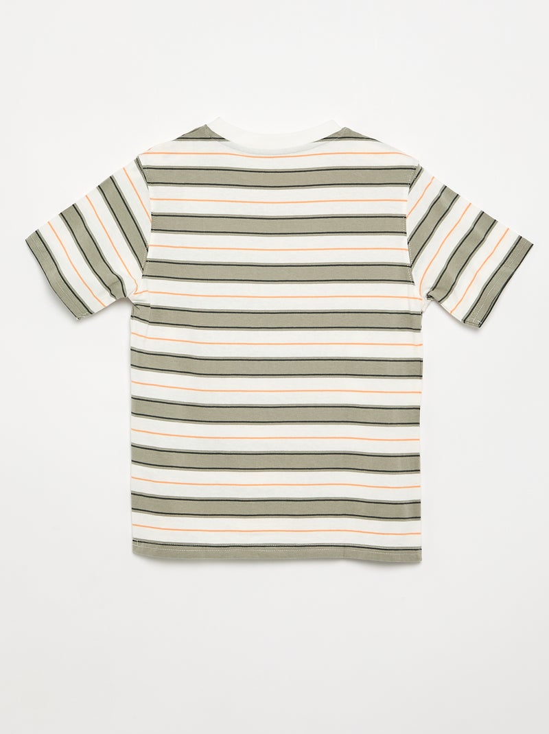 T-shirt às riscas de manga curta Branco - Kiabi